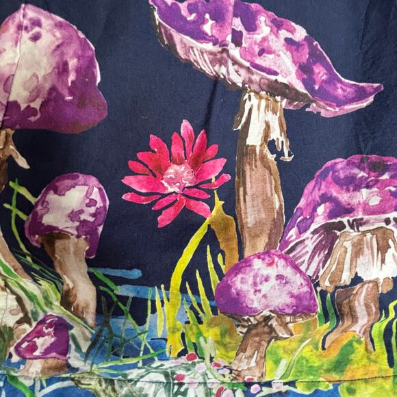 ModCloth Skirt Frogs Mushrooms Dragonflies  Animal Print A-line Size Small Navy - Picture 11 of 12